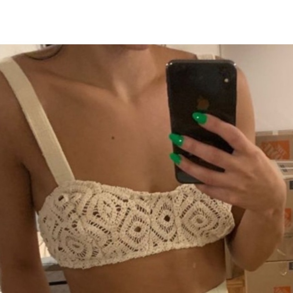 Zara Cream Crochet Bandeau Top